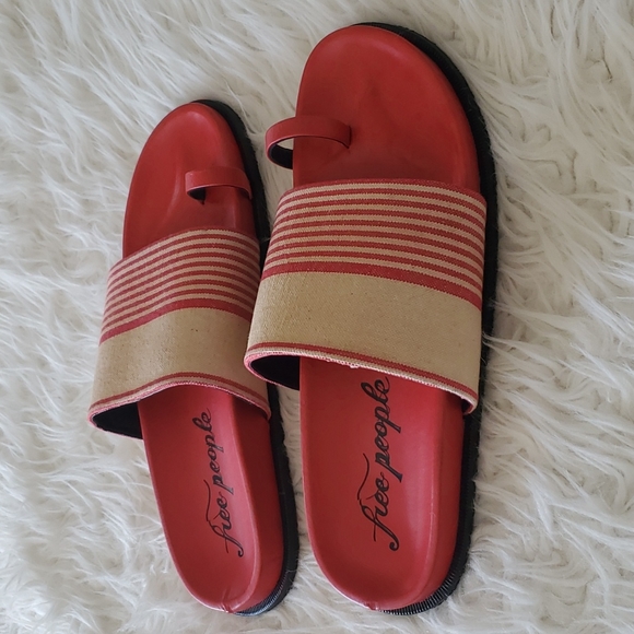 P025  Free People Saylor Footbed Sandal Slip-on Red Multi-Color Size 40 - Picture 4 of 12